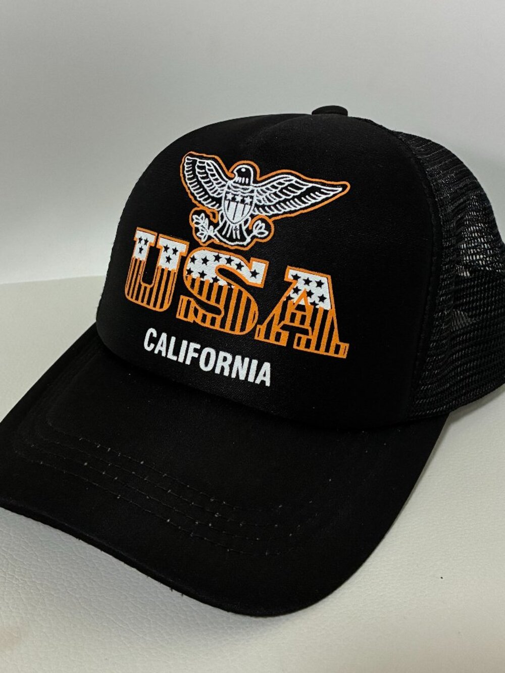 USA California Black Trucker Hat Mesh Snapback Cap One Size